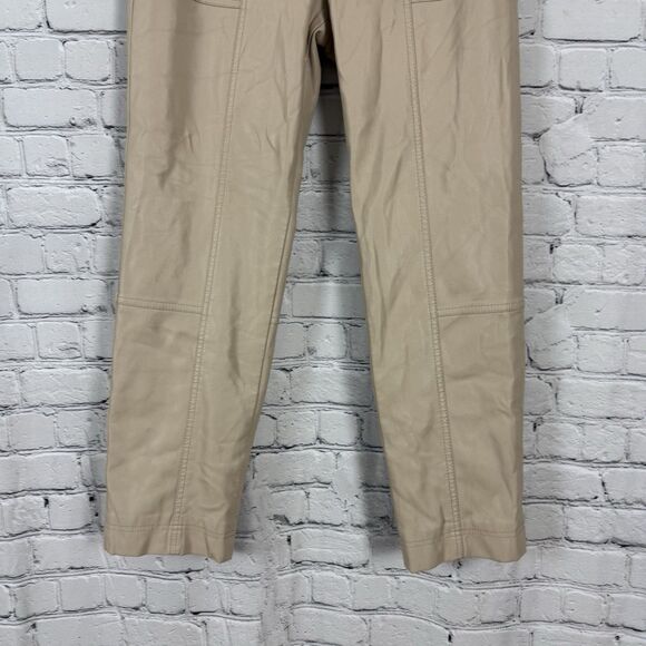 Jonathan Simkhai Tessa Vegan Leather Pants Womens 6 Tie Waist in Egret Khaki - Picture 6 of 16